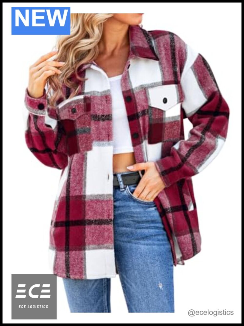 Plaid Shacket Oversized Button-Down Flannel Jacket